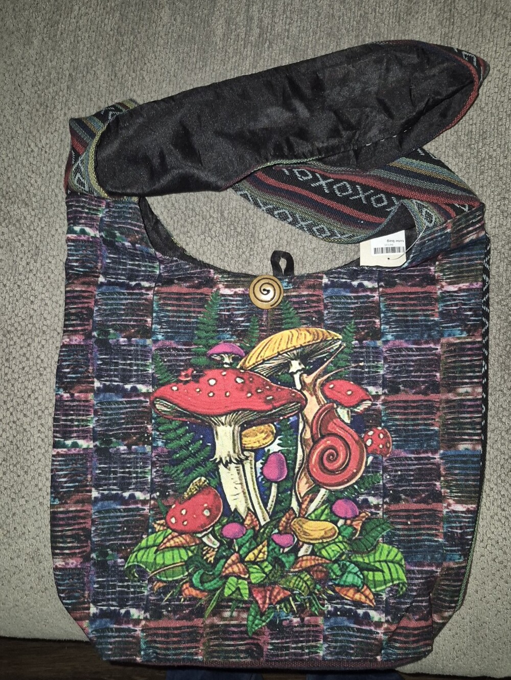 Kathmandu Imports Crossbody Bag with Mushrooms Hippie Boho NWT